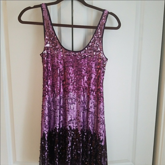 Express Purple Ombré Sequined Tank Dress Size M - Picture 2 of 4